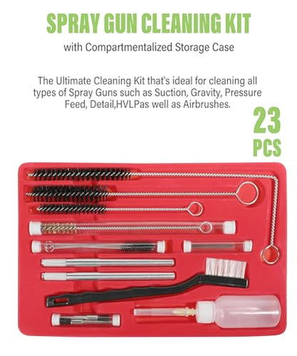 RACOONA 23PCS Air Spray Gun Cleaning Kit,Automotive Use Airbrush Cleaning Kit,Car Accessories Paint Gun Cleaning Kit,Complete Maintenance Set for Cleaning HVLP Spray Guns,Paint Guns,Air Tools,Airbrush