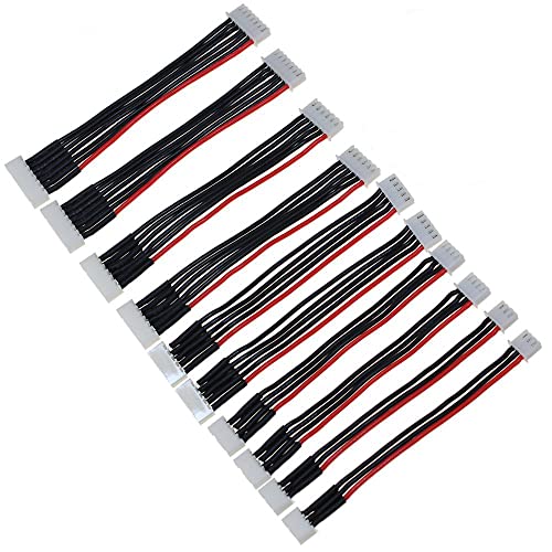 SoloGood 10PCS JST-XH 2S/ 3S/ 4S/ 5S/ 6S Battery Balance Plug Extension Lead 22AWG Silicone Wire Balance Leads Extension Cable for LiPo Batteries Balance Charging(Each Size 2pcs)