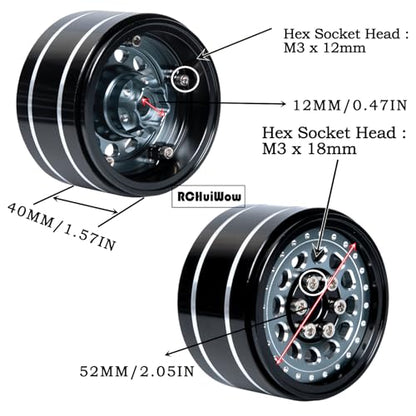 RC Wide 1.57'' (40mm) 2.2 Beadlock Wheels for SCX10 Capra Wraith Ryft / TRX4 AMG 6x6 / Gen8 Everest Gen 7 Pro,Adjustable 4 Offsets Rims,4Pack,Titanium w/Black - color: Titanium W/ Black(4pcs)