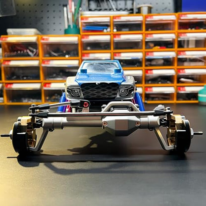  Front Rear Portal Axle Set CNC Aluminum & Brass 4WS Axles for 1/10 RC Crawler Axial Capra 1.9 UTB Cheater Rigs LCG Chassis Upgrade Parts (Black Front) - color: Black Front