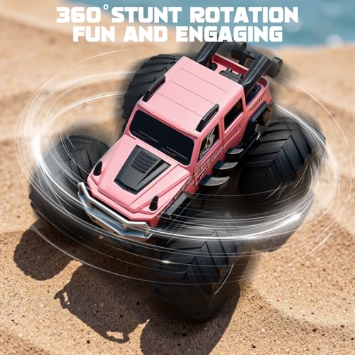 Amphibious Remote Control Trucks,2.4G 1:18 4WD All Terrain Off-Road Waterproof Monster RC Cars Pool Toys Hobby RC Vehicle Christmas Birthday Gifts for Kids Boys Girls 8 9 10 11 12+ Pink - color: Pink