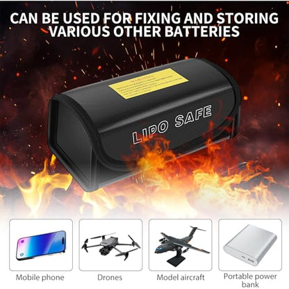 2 Pack Fireproof Explosionproof Lipo Battery Safe Bag, Foldable Lithium Lipo Battery Safe Bag, Large Capacity Lipo Battery Storage Guard Safe Pouch for Portable Charger, Valuable Equipment
