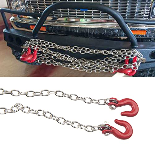 1/10 RC Metal Tow Hook with Trailer Tow Chain Buckle Shackles RC Decorations Accessories Compatible with Axial SCX10 Traxxas TRX4 90046 Tamiya CC01 D90 TF2 1/10 RC Crawler Car