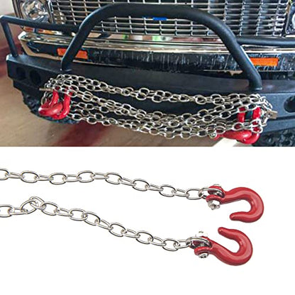 1/10 RC Metal Tow Hook with Trailer Tow Chain Buckle Shackles RC Decorations Accessories Compatible with Axial SCX10 Traxxas TRX4 90046 Tamiya CC01 D90 TF2 1/10 RC Crawler Car