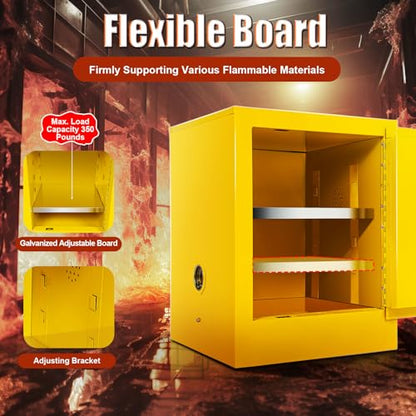 22" x 18" x 18" Hazardous Storage Cabinets/Safety Cabinet, Flammable Liquid Dangerous Items Cold Rolled Steel Cabinet Storage for Industrial Home (12 Gal-Yellow)