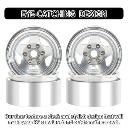 1.9 Beadlock Wheels, 4pcs Silver | Aluminum RC Rims Hub with Positive Offset 12mm Hex for 1/10 RC Crawler Axial SCX10 II III 90046 AXI03007 Traxxas TRX4 TRX6 - color: Five Models-silver