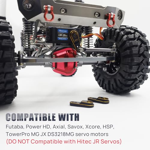 Aluminum 25T Servo Horn for 1/10 SCX10 Traxxas TRX4 RC Crawler(Black Gold) | 25 Teeth Steering Servo Arm,Hi-Torque,Axial Tamiya 1/10 Scale,CNC Machined,High Strength,Precision Fit - color: Black Gold