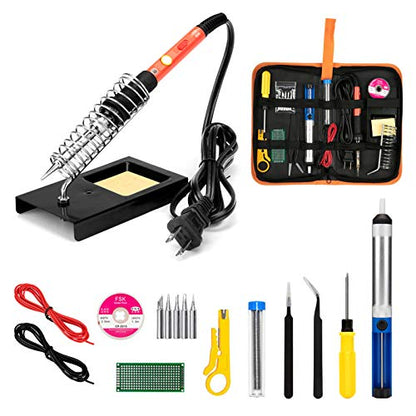 Soldering Iron Kit, 60W Upgraded Soldering Kits Adjustable Temperature Welding Tool Solder Irons Pen with On/Off Switch Use for Electrical Repairs - color: 60w 19-in-1