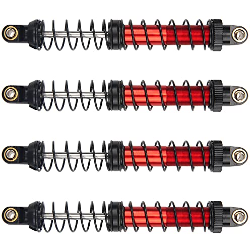 4Pcs Vgoohobby Metal Shocks Absorber Adjustable Dampers Compatible with Axial SCX10 Traxxas TRX4 D90 90046 Redcat Gen7 1/10 RC Crawler Car (Red,110mm)