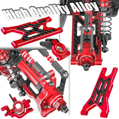 RC Upgrades Part for 1/10 Granite 3S/Senton 3S & Mega550,Aluminum Shock,Links,Suspension A-Arm,Caster Block,Steering Blocks,Stub Axle Carriers,Driveshaft CVD Axles w/Hex,Red - color: Red - (Upgrades)