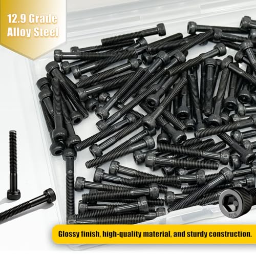120pcs M4 x 30mm Screws, Hex Socket Head Cap Screws Bolts, 12.9 Grade Alloy Steel, Black Zinc Plated, Allen Socket Drive, Half-Threads, Machine Screws - size: M4*30mm 120pcs