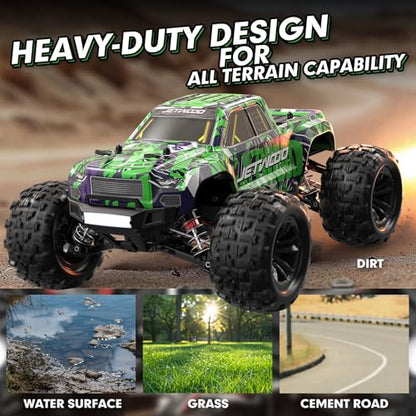1/16 RC Car for Boys and Adults, 38kph 4WD Ready to Run Hobby RC Truck with 2 Batteries, Off Road Remote Control Monster Truck Gifts for Kids, JC16W