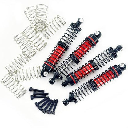 Aluminum Front & Rear Shock Absorber Set for 1/18 RC Cars, Threaded Oil Shocks Suspension Upgrade, 4-Pack (Red/Green) (Red) - color: Red
