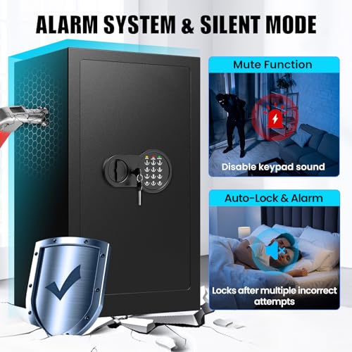 7.5 Cu Ft Fireproof Safe Box for Home,Digital Keypad,35-Min Fire Protection | 35-Min Fire Protection at 1700°F, 3-Removable Shelves, Smart Alarm & Anti-Pry Security, External Emergency Power, Silent Mode - size: 7.5 Cu Ft Fireproof