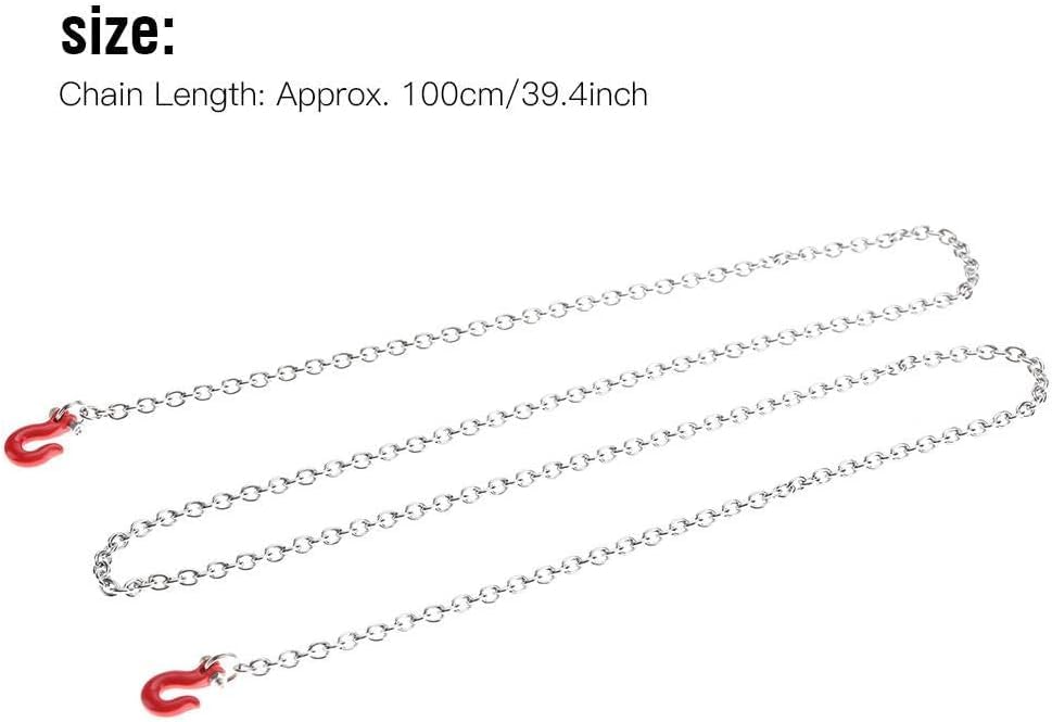 Dilwe RC Car Tow Hook Trailer Chain Set, RC U Shaped Tow Hook Trailer Chain Assemble Parts for RC Climbing Crawler Car Upgrade Part