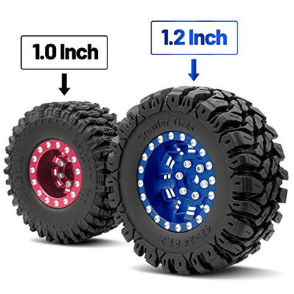 OGRC 1.0 Plus (1.2 Inches) Beadlock Wheels 7mm Negative Offset Wheel Rims SS Super Soft Sticky Tires for TRX4M SCX24 FCX24 AX24 1/24 1/18 RC Crawler Car - 62 * 24mm (Blue) - color: Blue