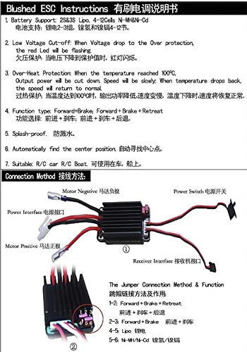 LIPOVOLT® High Voltage Waterproof 320A Brushed ESC Speed Controller for RC Car Boat Motor