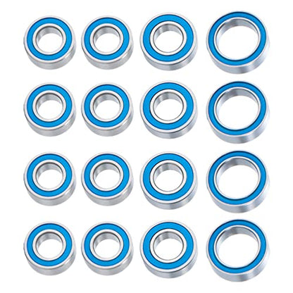 16Pcs Steel Wheel Hubs Axle Sealed Ball Bearing Kit for Tamiya TT-02 | 1/10 RC Car Truck Upgrade Parts Accessories