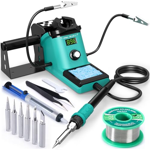 YIHUA 926 III Soldering Iron Station Kit with 12-IN-1 Helping Hands, Solder Dispenser, Lead-Free Solder, 6 Soldering Tips, Desoldering Pump