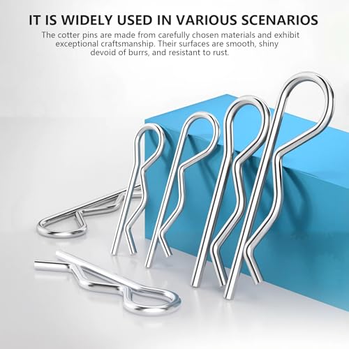 8 Values 90Pcs Hitch Pin Clip R Clips Spring Retaining Pins 304 Stainless Steel Hairpin Cotter Pin Assortment Kit for Trailer Hitch Locking Machinery Repairs - size: R Clip