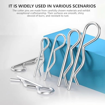 8 Values 90Pcs Hitch Pin Clip R Clips Spring Retaining Pins 304 Stainless Steel Hairpin Cotter Pin Assortment Kit for Trailer Hitch Locking Machinery Repairs - size: R Clip