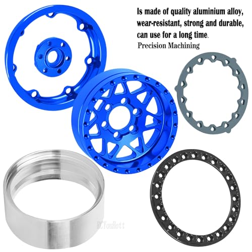 RC Aluminium 1.9 Beadlock Wheel Rims Set for 1/10 SCX10 90046 AXI03007 TRX4 TRX6 VS4-10 Gen7 Gen8 CFX MST D90 RC Crawler,(4PCS) 1.9 RC Beadlock Rims,1.9 rc Wheels,Navy Blue - color: Navy Blue- (Wheel Rims)