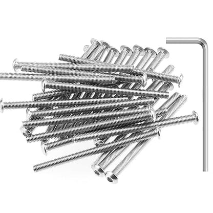 HELIFOUNER 50 Pieces M3 x 45mm, Thread Pitch 0.5mm, 304 Stainless Steel (18-8) Button Head Socket Cap Screws, Fully Threaded - size: M3 x 45mm
