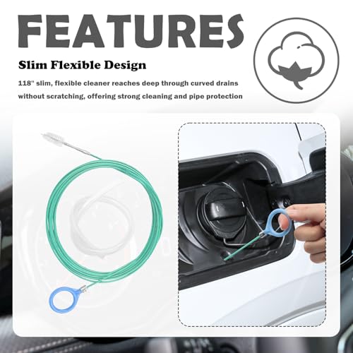 118" Car Sunroof Drain Cleaning Tool,Flexible Auto Sunroof Drain Cleaner Tool with Hose Cleaning Brush,Syringe,Syringe Hose,Soft Drains Brush,Sun Roof Drains Cleanings Tools
