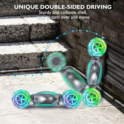 Gesture Sensing RC Stunt Car, 2.4GHz 4WD Gesture Remote Control Car Toys for Teen, 360?Double-Side Rotation Hand Controlled Twist Cars with Lights, Birthday Xmas Gifts for Teen