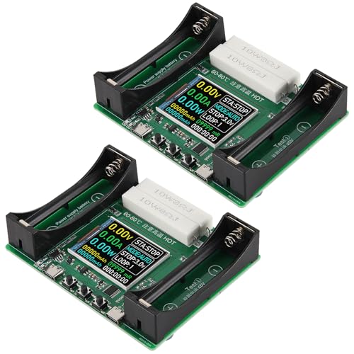 2Pcs 2 Channel 18650 Battery Capacity Tester, Automatic Charge Discharge Module with Internal Resistance Test for Flat Top Batteries, Type-C Powered Lithium Battery Analyzer - size: 2pcs 2 channel
