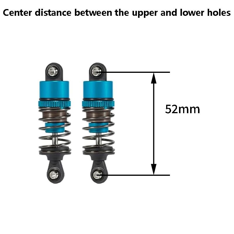 1/10 RC Cars Oil Leakproof Shocks,2Pcs Adjustable Oil Filled Shocks 52mm-120mm for 1/10 RC Buggy Truggy On Road Touring Drift Cars Monster Trucks Upgrade Parts (2pcs 52mm blue) - color: 2pcs 52mm blue