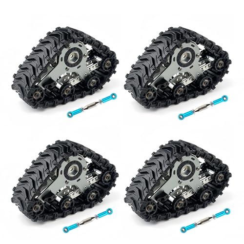 TRX4 Snow Track Tires 4Pcs, All Terrain Track Kit for 1/10 1/8 RC Crawler Car, SCX10 II & TRX4 Upgrade Accessories (Silver Gray)