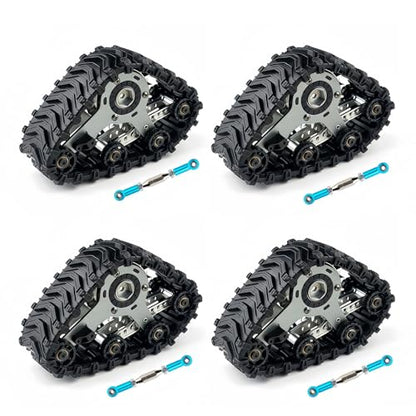 TRX4 Snow Track Tires 4Pcs, All Terrain Track Kit for 1/10 1/8 RC Crawler Car, SCX10 II & TRX4 Upgrade Accessories (Silver Gray)
