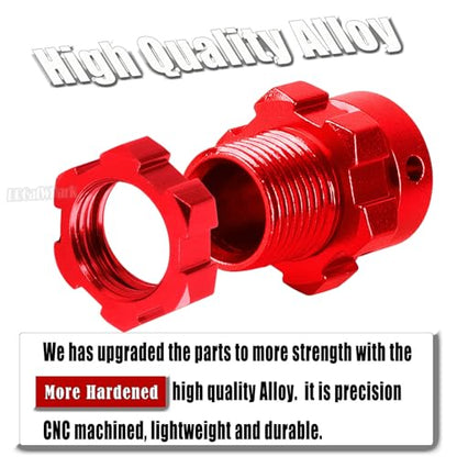 RC 17mm Wheel Hex 6mm Extended Wheel Hub Drive Upgrades Part for 1/10 E-Maxx/T-Maxx/E-Revo/Revo/Summit,4pcs Aluminum Hex Hub Adapters & Nuts w/Wrench,Replace Part #6469 5854,Red