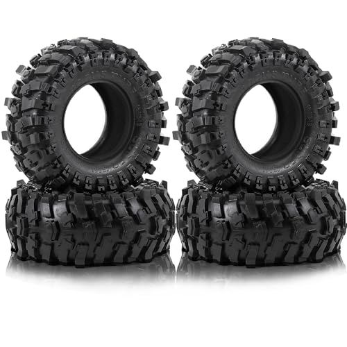 STMU 1.9in" RC Soft Rubber Mud Tyres 118mm For 1/10 Scale Electric RC Rock Crawler, 4WD Shaft Driven RC Truck Redcat Racing Everest 10 Redcat Ascent Fusion Traxxas TRX4 Axial SCX10 (TIRES)