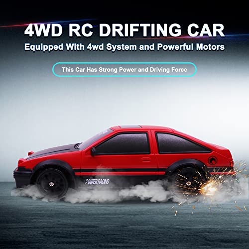Remote Control Car RC Drift Car 2.4GHz 1:24 Scale 4WD 15KM/H High Speed Model Vehicle with LED Lights Drifting Tire Racing Sport Toy Car for Adults Boys Girls Kids Gift - color: A-red