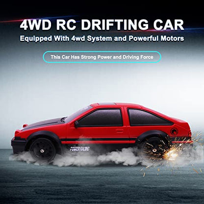 Remote Control Car RC Drift Car 2.4GHz 1:24 Scale 4WD 15KM/H High Speed Model Vehicle with LED Lights Drifting Tire Racing Sport Toy Car for Adults Boys Girls Kids Gift - color: A-red