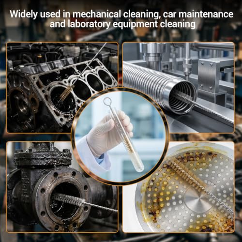 Tube Cleaning Brush,Brass Stainless Steel Engine Cleaning Brushes,12 inch Long Round Wire Pipe Cleaner for Deep Pipes (Yellow and Silver, 10 Pcs-5 Size) - color: Yellow and Silver, size: 10 Pcs-5 Size