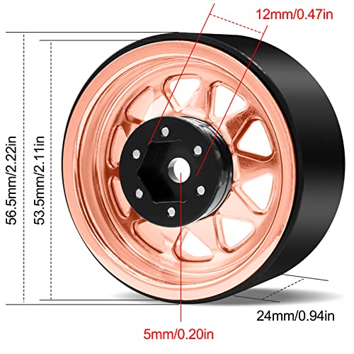 OGRC 1.9 Beadlock Wheel Offset -8.9mm Wheel for Traxxas Axial 1/10 RC Car - color: Rose Gold