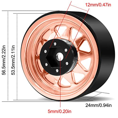 OGRC 1.9 Beadlock Wheel Offset -8.9mm Wheel for Traxxas Axial 1/10 RC Car - color: Rose Gold