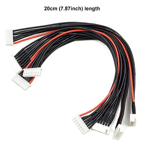7 Pin JST-XH 6S Balance Plug Extension Lead Wire 200mm 5 PCS for LiPo Battery Balance Charging 22AWG Silicone (6S) - style: 6S
