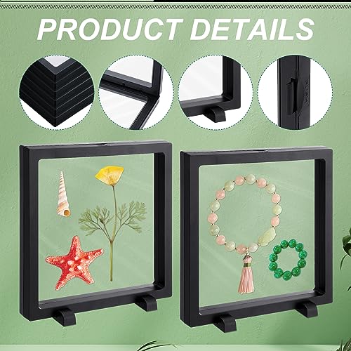 Harloon 12 Pcs 3D Floating Display Case Floating Frame Display Holder Stand Challenge Coin Jewelry Frame Box for AA Medallions Fossil Rock Gemstones Specimen(Black,7 x 7 x 0.8 Inch,Square Base) - color: Black, size: 7 x 7 x 0.8 Inch, style: Square Base