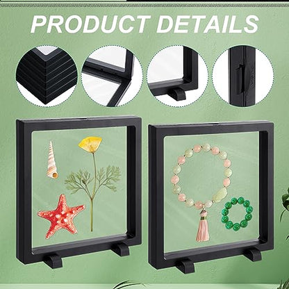 Harloon 12 Pcs 3D Floating Display Case Floating Frame Display Holder Stand Challenge Coin Jewelry Frame Box for AA Medallions Fossil Rock Gemstones Specimen(Black,7 x 7 x 0.8 Inch,Square Base) - color: Black, size: 7 x 7 x 0.8 Inch, style: Square Base