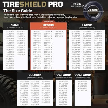 TIRESHIELD PRO Trailer Tire Covers (Set of 2) - Heavy Duty All-Weather UV-Resistant Protective Wheel Covers w/StormLock-System - Year-Round Protection for Your Trailer Tires w/ 26-28.75" Diameter - size: Medium - Fits Tire Diameters 26-28.75", style: TIRE