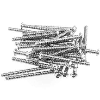 HELIFOUNER 50 Pieces M3 x 35mm, Thread Pitch 0.5mm, 304 Stainless Steel (18-8) Button Head Socket Cap Screws, Fully Threaded - size: M3 x 35mm