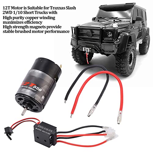 Alomejor 550 Brushed Motor with 320A ESC Set Car Copper Windings Strong Magnet, Bidirectional Bearings for RC Rock Crawler (12T) - size: 12T