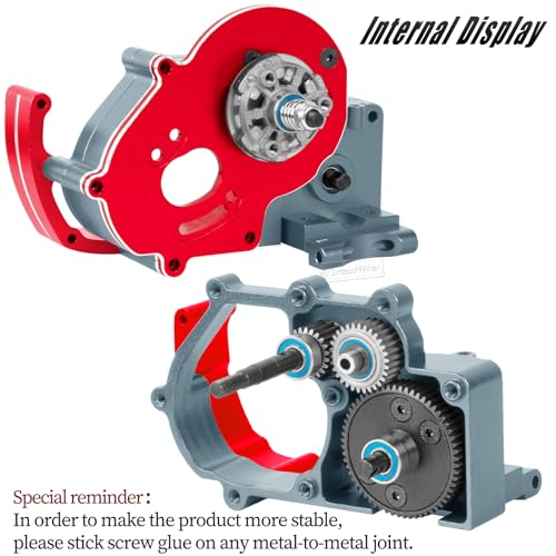 RC Complete Transmission Upgrade - 1/10 Slash, Rustler, Stampede, Bandit Alloy Aluminum Gearbox #3695 - Red & Titanium - color: Red&titanium(1set)