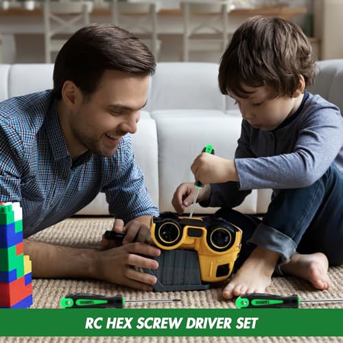 14pcs Mini Hex Screwdriver Set, Metric(0.9mm-3mm) SAE(0.035"-1/8) Hex Allen Wrench Screwdriver Set, Perfect for RC Cars, Quadcopters and Helicopter Car Models (Green)
