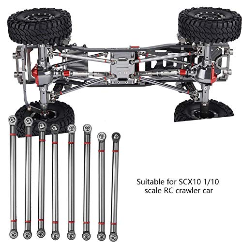 RC Crawler Steering Linkage, Adjustable Aluminum 8PCS Set Chassis Link Rod 1/10 Scale for RC Hobbyists, Off-Road Enthusiasts, Trail Crawling Models (Color)