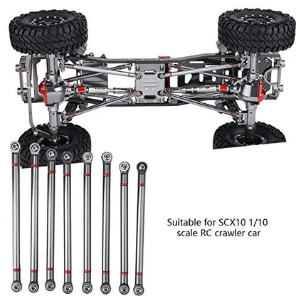 RC Crawler Steering Linkage, Adjustable Aluminum 8PCS Set Chassis Link Rod 1/10 Scale for RC Hobbyists, Off-Road Enthusiasts, Trail Crawling Models (Color)